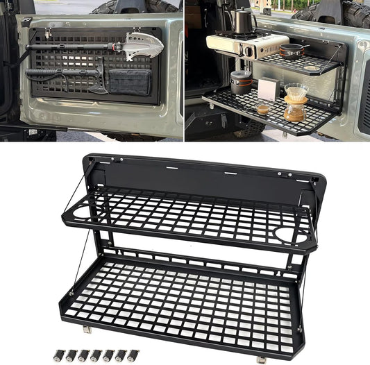 Tailgate Table Rear Foldable Cargo Shelf Aluminum Alloy Storage Shelf MOLLE Panel For Ford Bronco